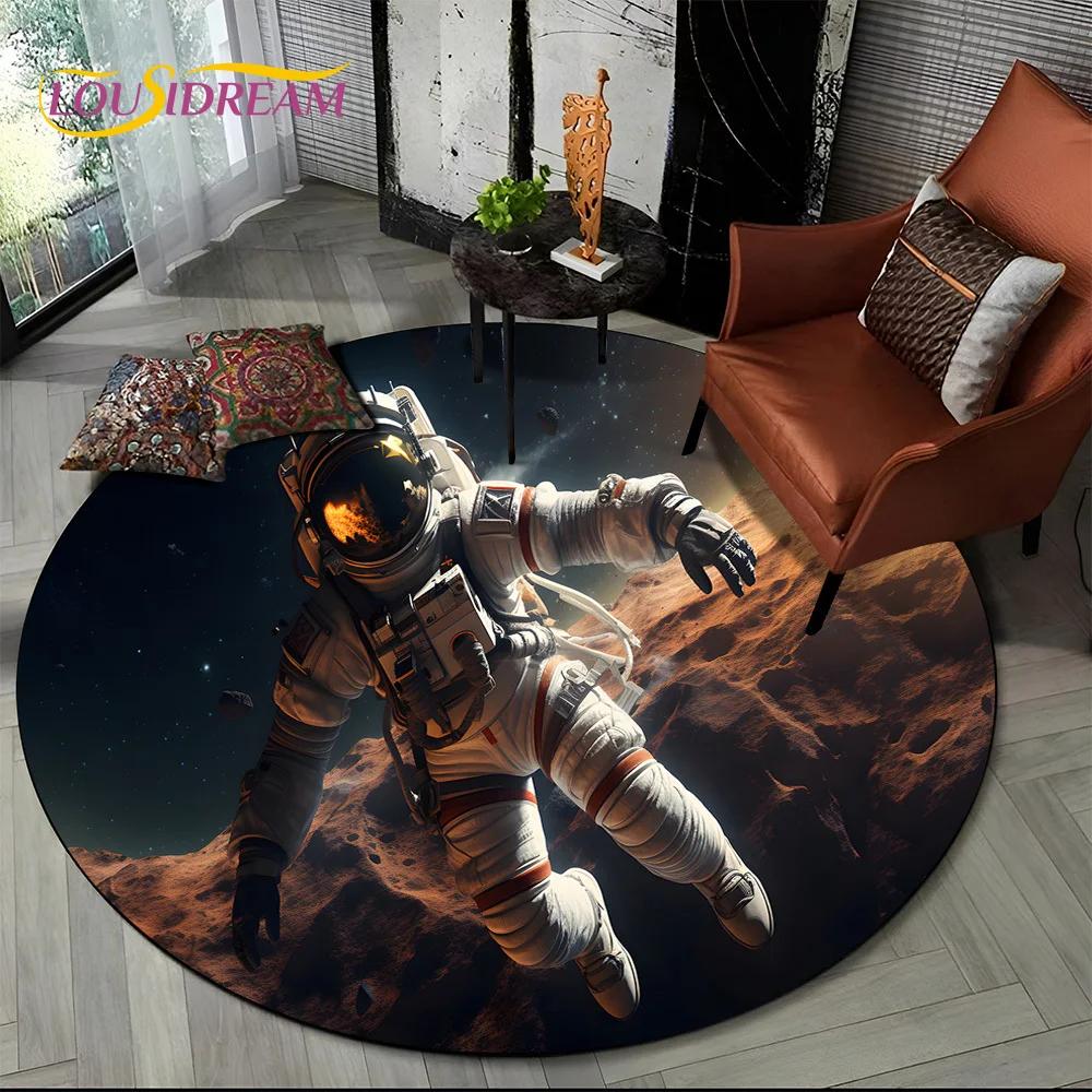 Ковер-круг мультяшный космонавт Вселенная 3D Космос для гостиной спальни детской комнаты, коврик для питомцев нескользящий