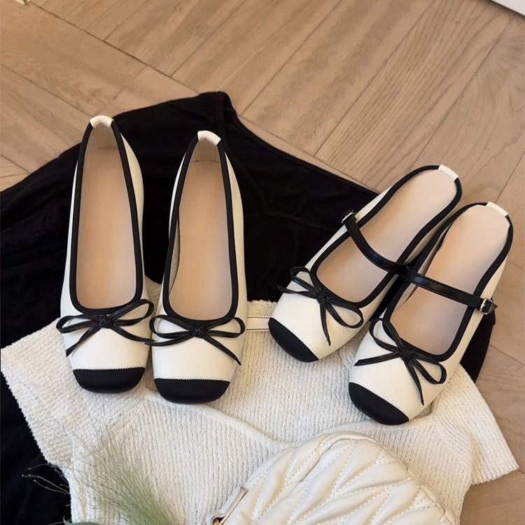 Версия из овчины~ Премиальные серебристые кожаные тапочки с внутренней танкеткой женские летние с бантом, с закрытым носком, на толстой подошве, полутапочки-сандалии