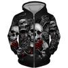 Fashion 3D All Over Printed Black Hoodie/Jacket Unisex Gothic Zipper Sweatshirt Personality Men's Pullover Street Wear