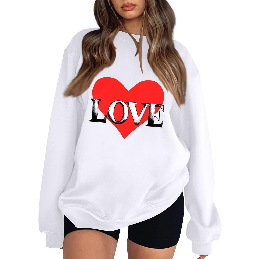 Women's Casual Fashion Valentine's Day Print Long Sleeve O-Neck Sweatshirts Pullover Top