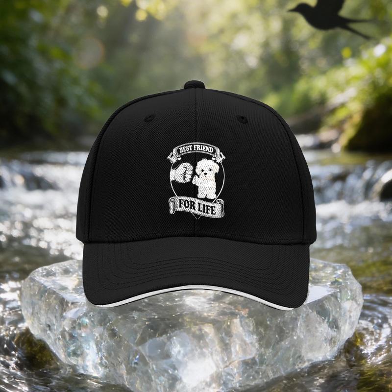 White Puppy Fist Pattern Sandwich Baseball Cap, Unisex, Simple and Lightweight Adjustable Outdoor Sun Hat, Ideal Gift for Travel