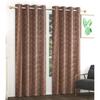 Set of 2 Piece Heavy Quality Polyester Texture Design Brown Color Eyelet Window Curtains