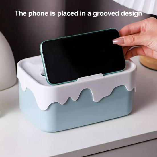 Rectangular Tissue Box Holder with Lid Large Capacity Universal Fit Tissue Container Car Napkin Holder Case