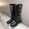 Женские ботинки на высокой платформе, элегантные модные женские туфли на низком каблуке в стиле панк, готика, новая кожаная модная женская обувь, мотоциклетная обувь