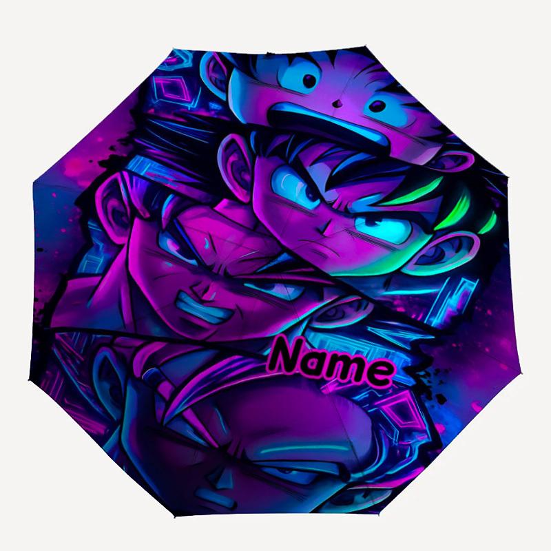 1PC Anime Heroes Neon Artwork Custom Name Automatic Open/Close, 8-Rib Durable Frame Compact Travel Umbrella for Men & Women D1222096