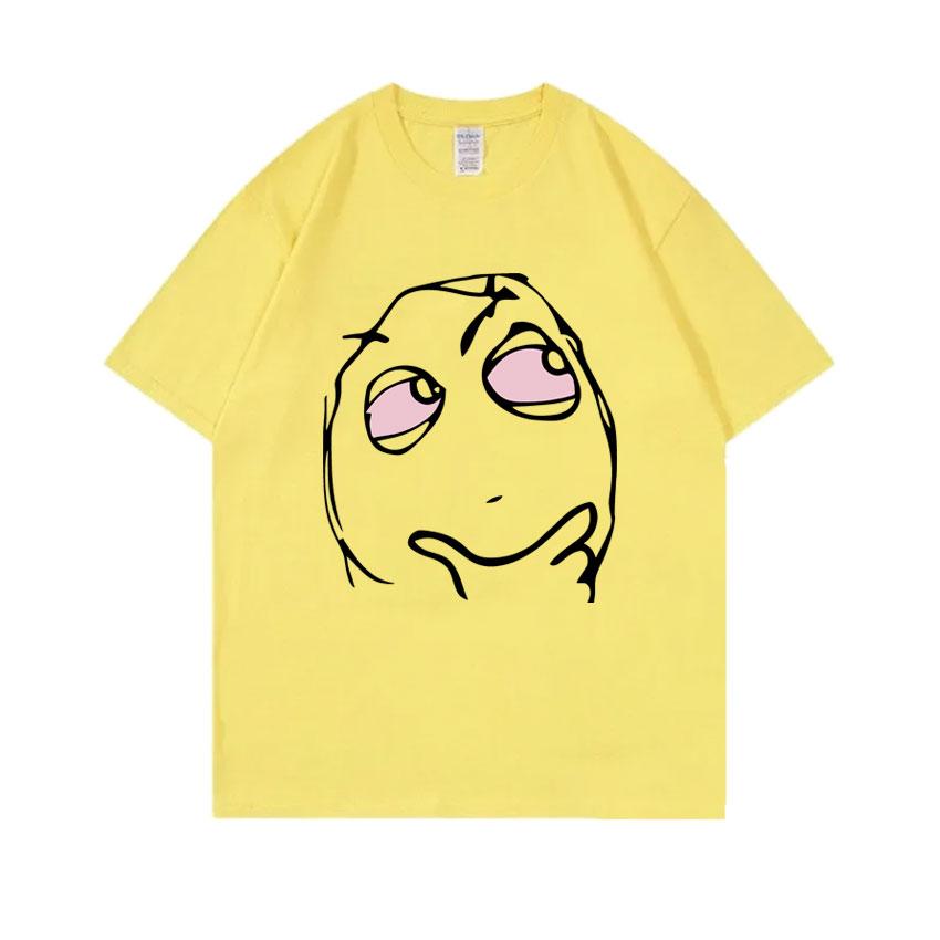 RAGE GUY Забавная футболка-мем Манга Лицо тролля Будь мной Задумчивые красные глаза Лицо высокой реакции Футболка Мужская Женская Хлопковая футболка оверсайз