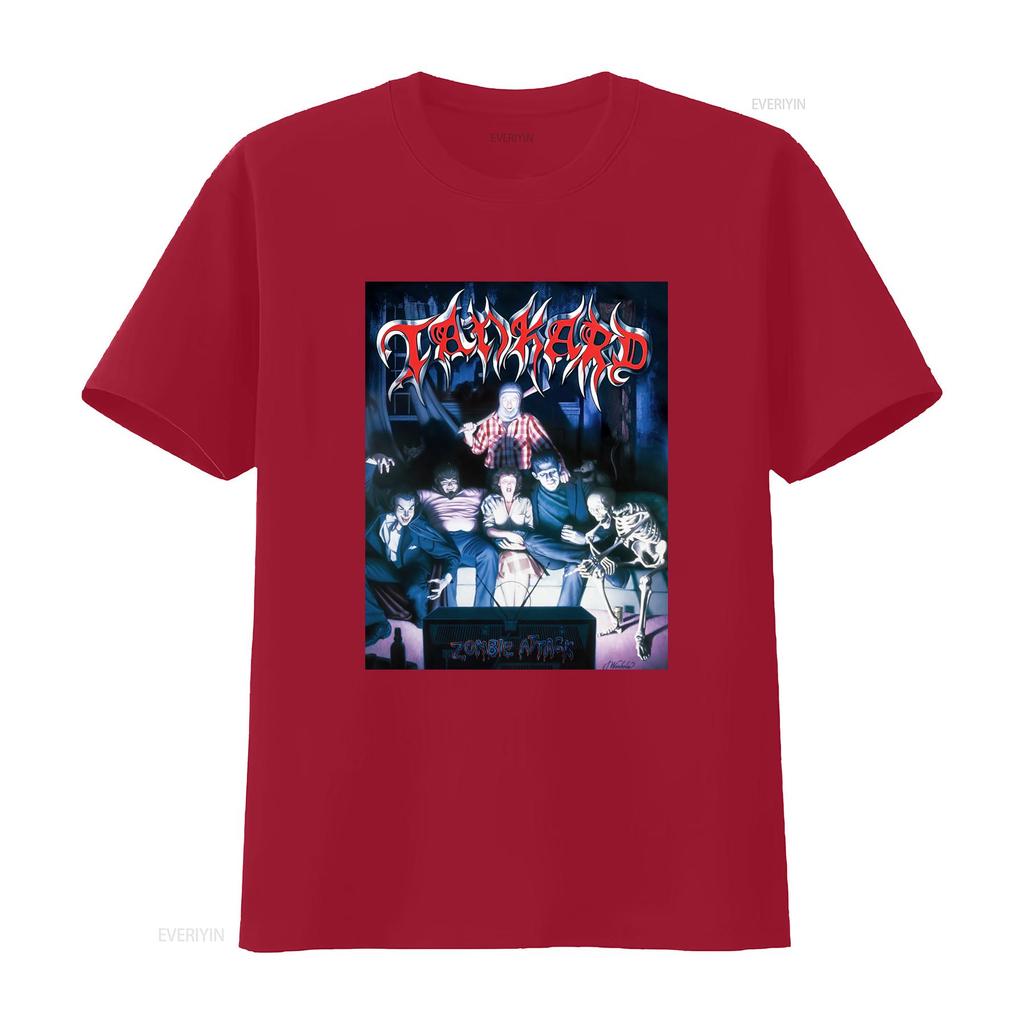Tankard Zombie Attack T Shirt Retro Horror Band Design for Men Unique Rock Merch vintage Washed Casual Comfortable Stylish