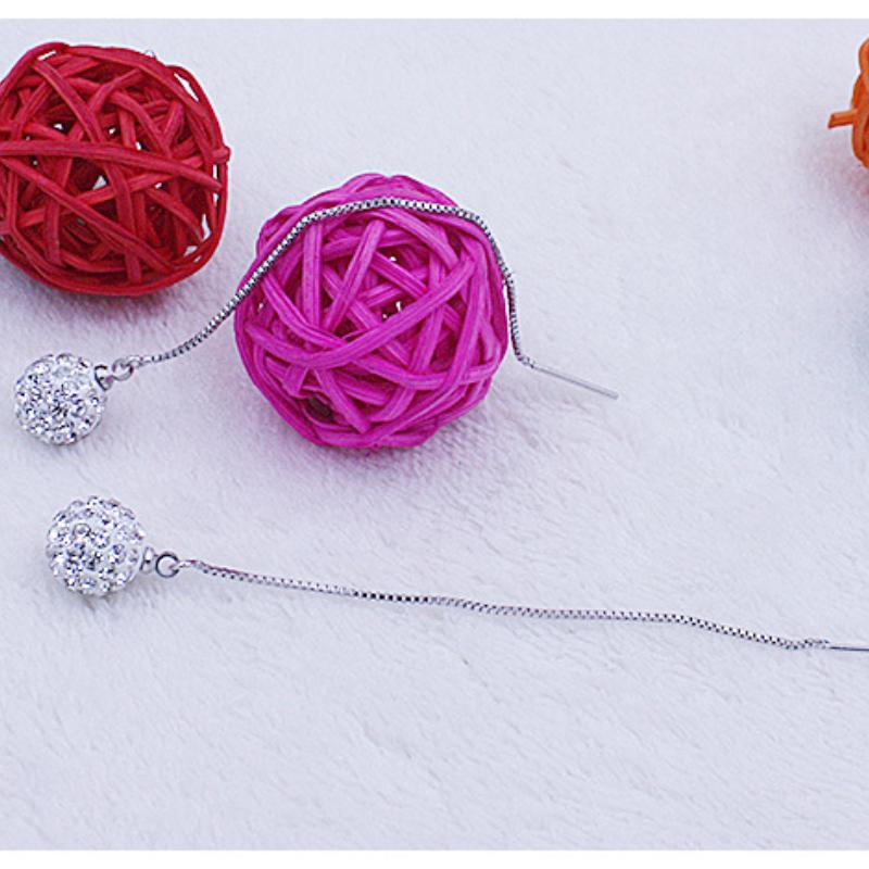 Womens Korean Fashion Elegant 925 Silver Plated Anti-allergy Simple Ear Line Long Stud Earrings Female Ear Jewelry Xmas Gift