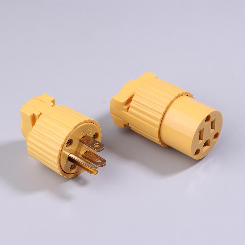 Yellow 15A US Industry Power Socket Plug - Male & Female 3 Pole Locked Wiring Connector L5-15R L5-15P L6-15R 6-15P Type B