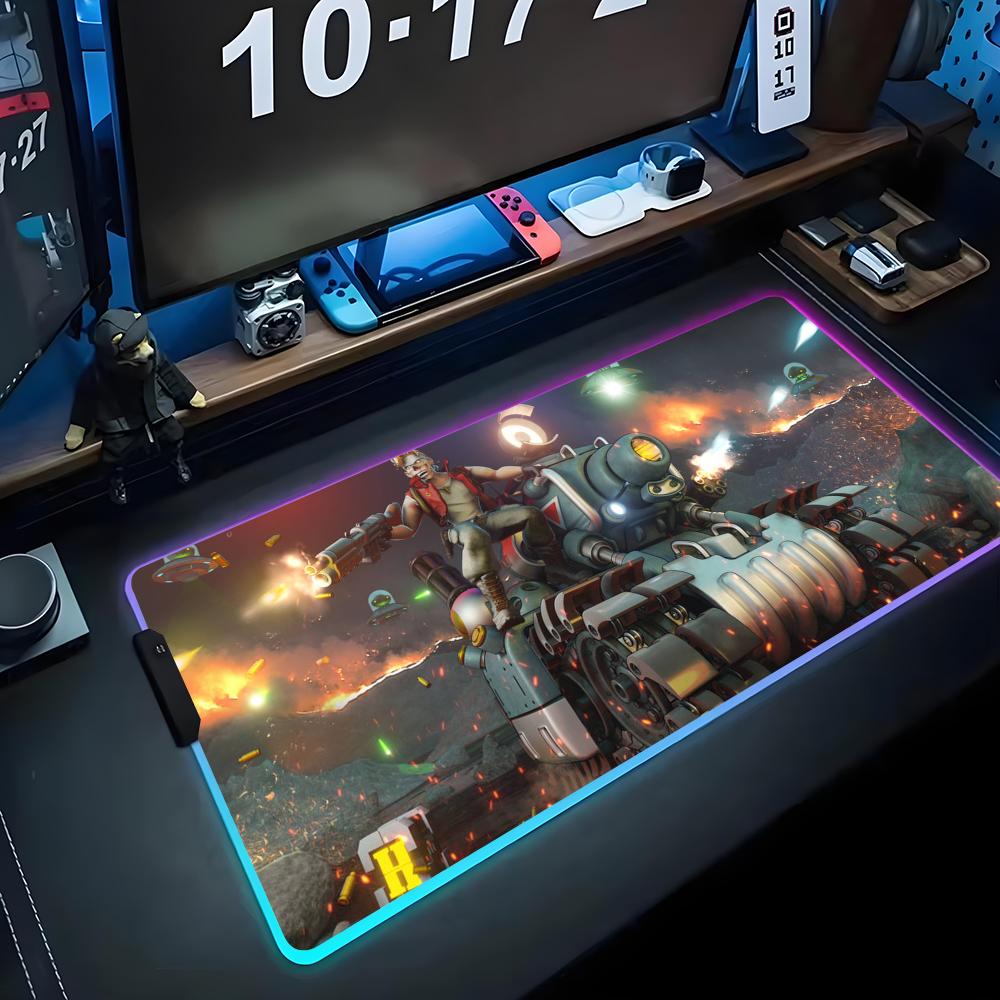Metal Slug Игровой коврик для мыши RGB Большой светодиодный коврик Настольный коврик для ПК Светящийся коврик для мыши Большие коврики для клавиатуры Настольный ковер с подсветкой