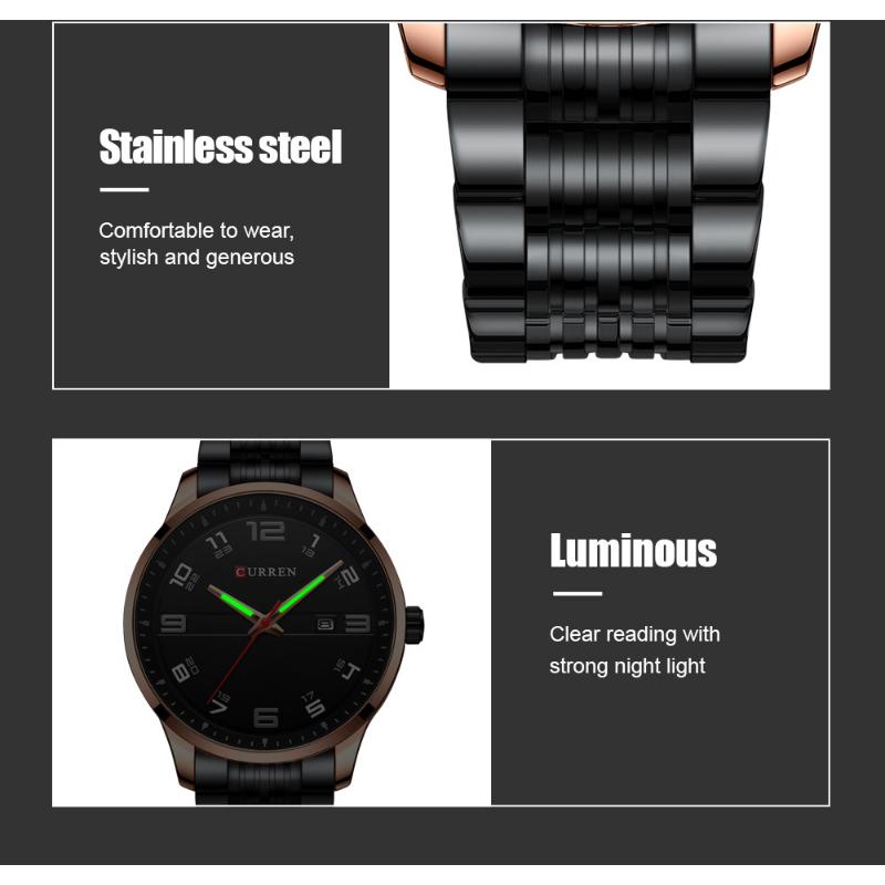 CURREN New Men's Watch Business Steel Band Quartz Watch Simple Calendar Scale Casual Watch