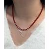 S925 Sterling Silver Red Agate Bow Tassel Necklace - Women's Christmas Choker for a Sweet, Exquisite Look