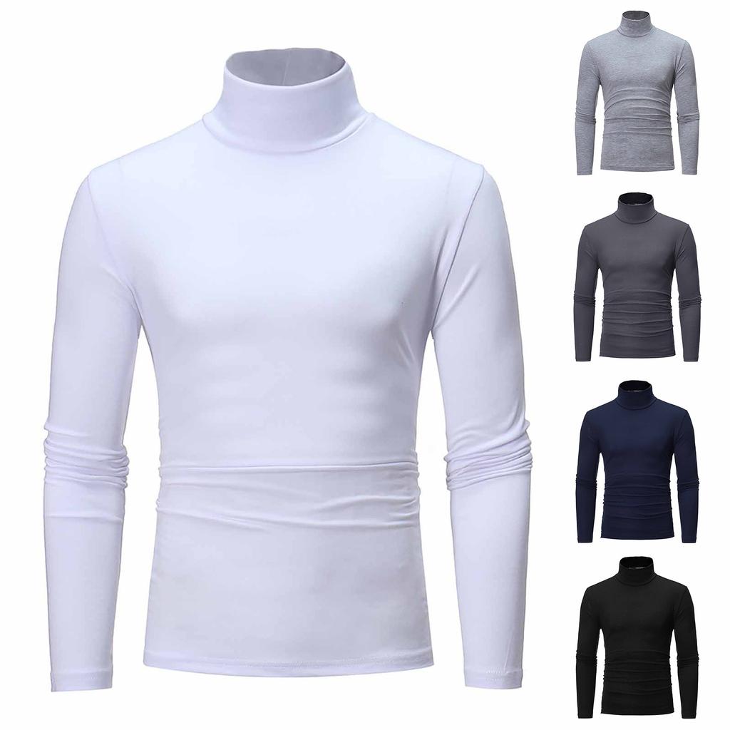 Men's Autumn Winter Turtleneck Long Sleeve Slim Pullover Sweater Blouse Top