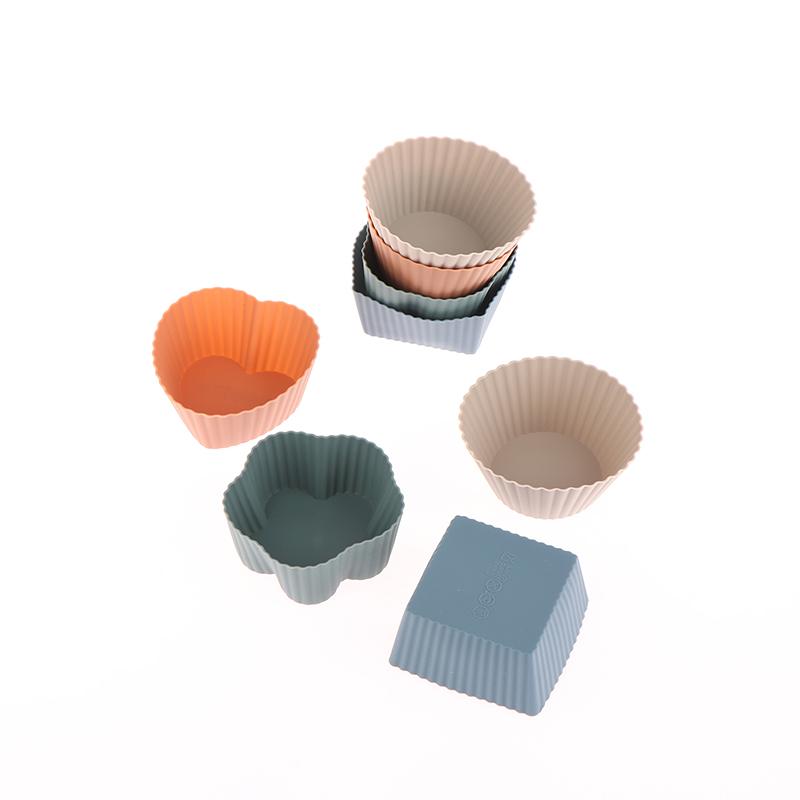 8Pcs Multi-Shape Silicone Cupcake Liners Baking Cups Non-Stick Reusable Diy Cake Pudding Muffin Liners Pastry Cake Baking Mold