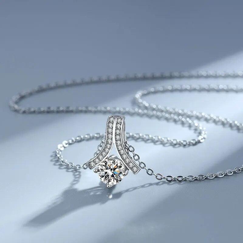 Настоящее ожерелье с подвеской из муассанита и бриллианта 0,5-2 карата D для женщин, 100% стерлинговое серебро S925, ожерелья, ювелирные изделия