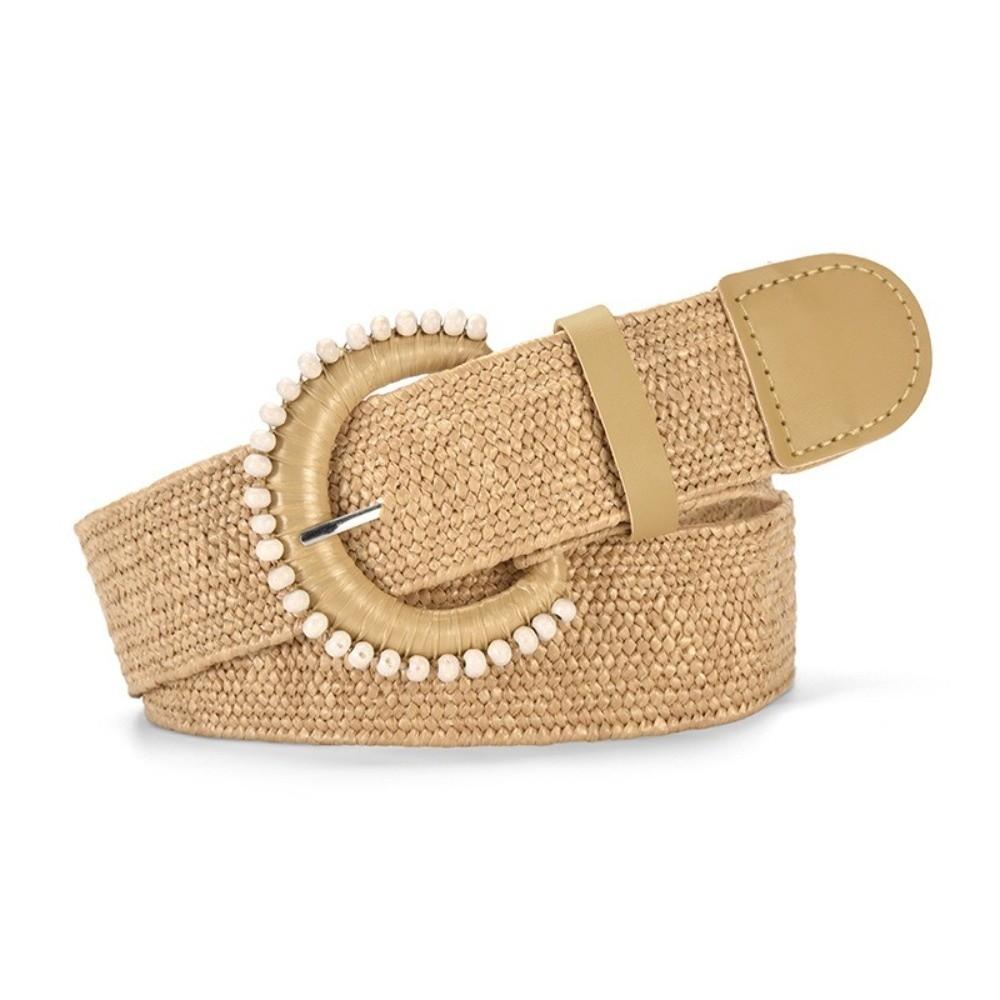 Bohemian Style Braided Elastic Belt Retro Straw Woven Belt Fashion Beach Play Belt for Women