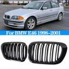 Glossy Double Line Style Front Bumper Racing Grille For BMW E46 4-Door 320i 323i 325i 328i 330i 1998-2001 Grill Accessories