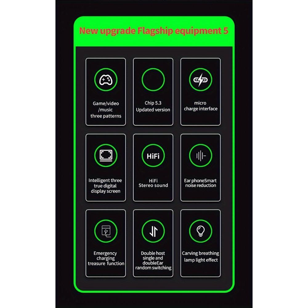 Wireless Headset with Mirrored Digital Display, High Fidelity Sound Quality, High Power, Emergency Charging Function, High Definition Voice Touch