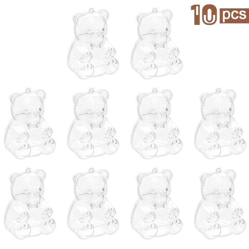 10 шт. коробка для конфет в форме медведя, прозрачная упаковка для ювелирных изделий, подарков, закусок, свадебных подарков, вечеринок, декора, сувениров для детского душа