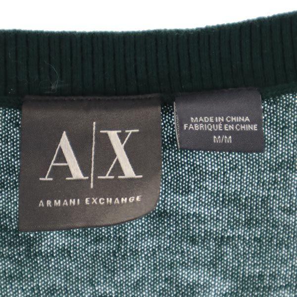 Armani Exchange Свитер с V-образным вырезом, длинный рукав M Зеленый система вязания Мужской Б/у