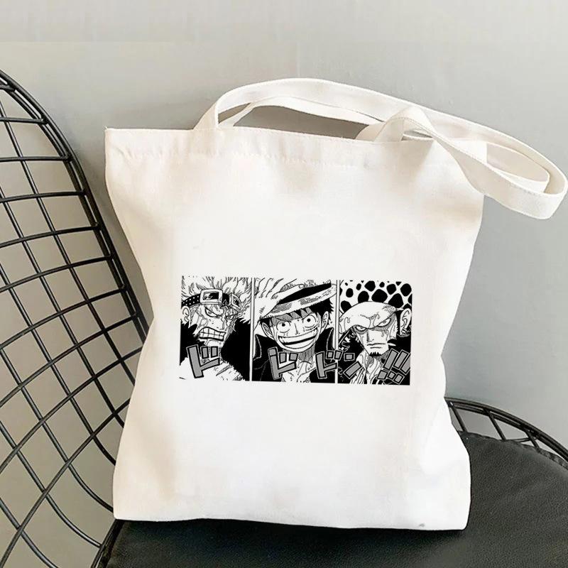Японские мультфильмы комиксы One Piece Печать Холщовая сумка Покупка Наплечная сумка Складная сумка-тоут 0030