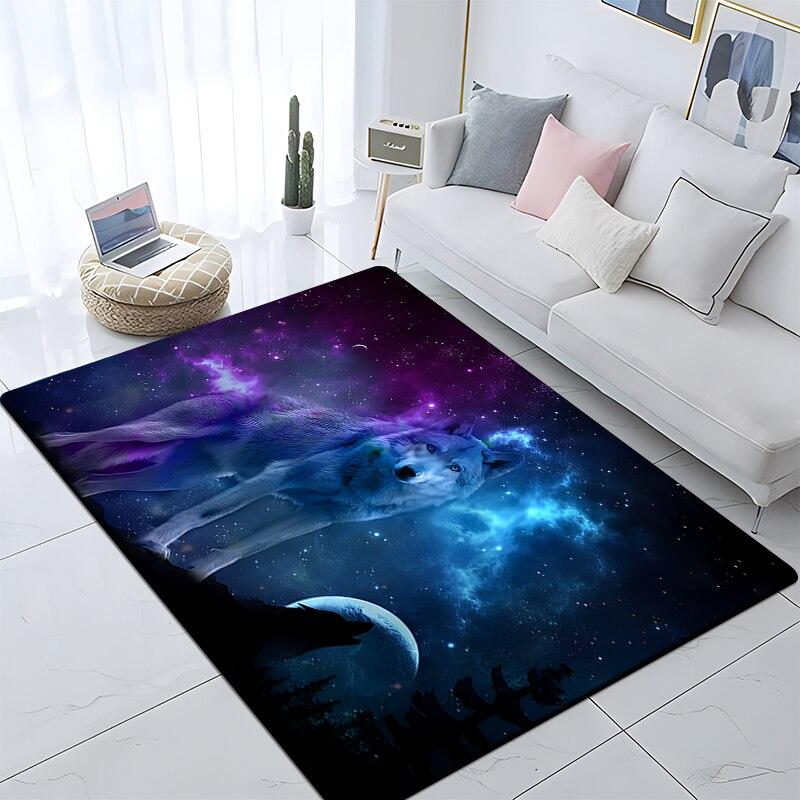 Art Animal Wolf 3D Print Carpets for Living Room Bedroom Decor Carpet Soft Flannel Home Bedside Floor Mat Play Area Rugs Gifts
