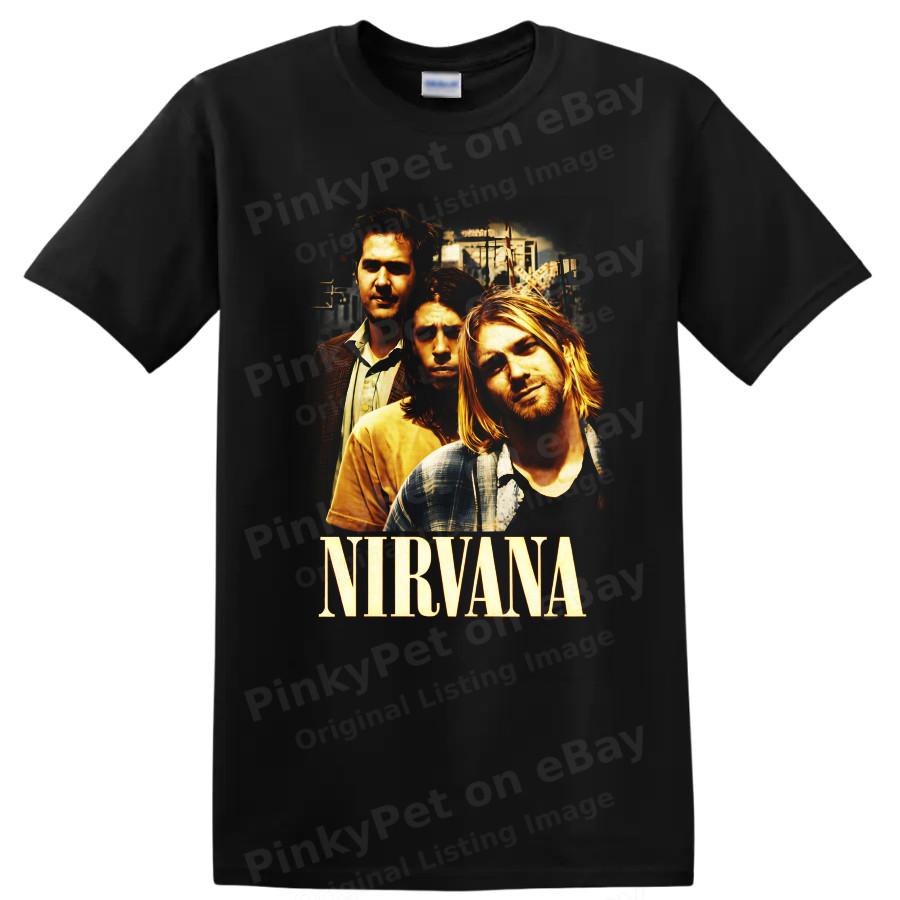 Nirvana Kurt Cobain Dave Grohl Novoselic Grunge Rock Band T Shirt Vintage Tee