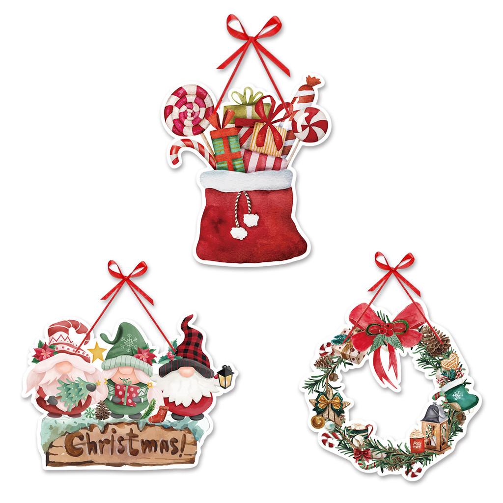 Door Christmas Festive Hanging Decor Accessories With Paper Flower Wreaths
