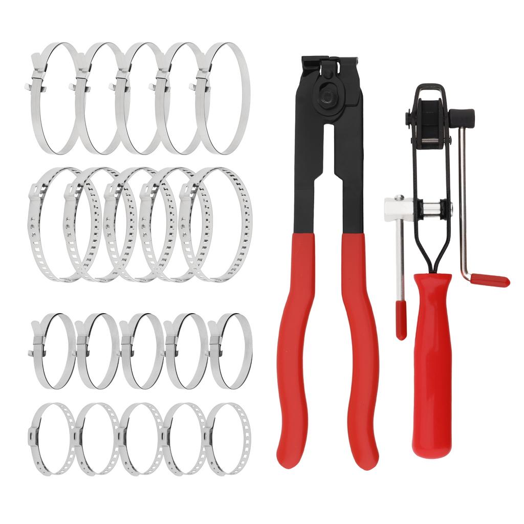 Red Heavy Duty Adjustable CV Boot Clamp Pliers Stainless Steel Includes 20 Bands Antiskid Car Truck SUV Professional Universal Fit