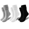 1 Pairs Women Pile Up Socks Fashionable Trendy Versatile White Solid Color Basic Socks Comfortable Breathable Mid Length Socks