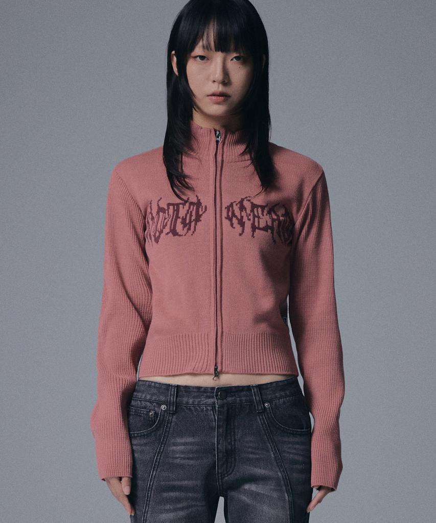 NOT4NERD W Wild Logo Knit Zip Up - Pink