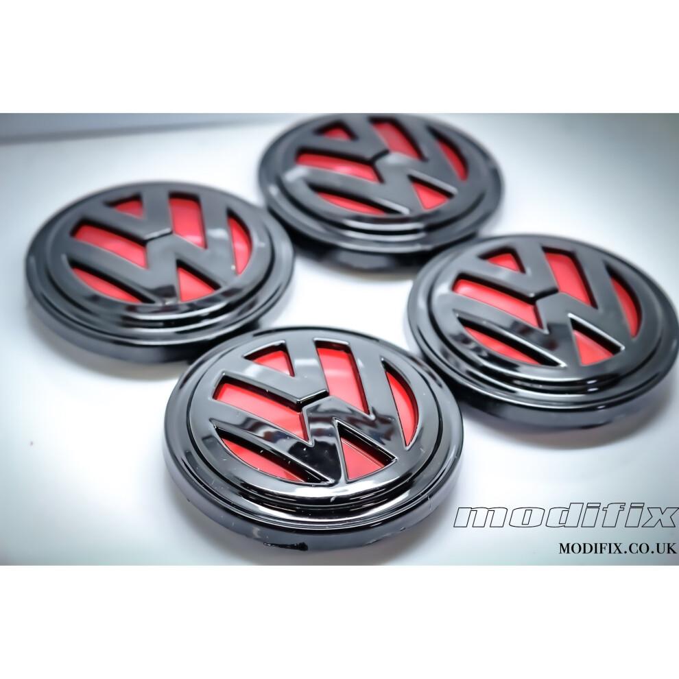 MODIFIX-CO-UK Колпачки ступицы колеса для VW, глянцевые, красные и черные, из сплава, 4 шт., для VW Golf MK7 Passat Tiguan, 66 мм