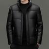 Yiliteng Men's Genuine Leather Goose Down Stand-Collar Puffer Jacket YTMMRSY23015