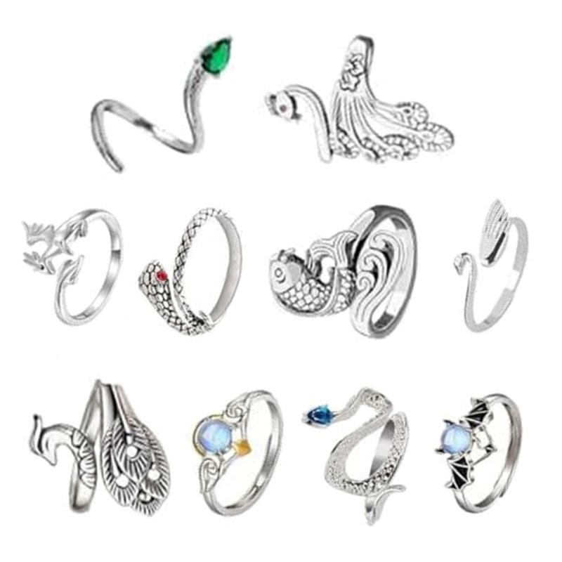 10pcs Crochet Rings Adjustable Thumb Rings for Knitting Hobbyists Yarns Rings Convenient Finger Holders for Hand Weaving