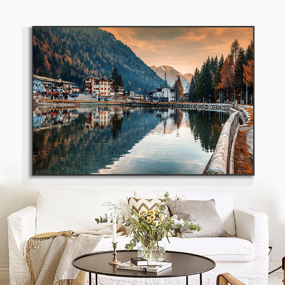 Осенний пейзаж, живопись, холст, постеры и принты, настенные художественные фотографии для гостиной, натуральные горы, куадрос, домашний декор, без рамки