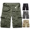 Men Casual Solid Color Breathable Multi Pockets Short Cargo Pants Beach Shorts