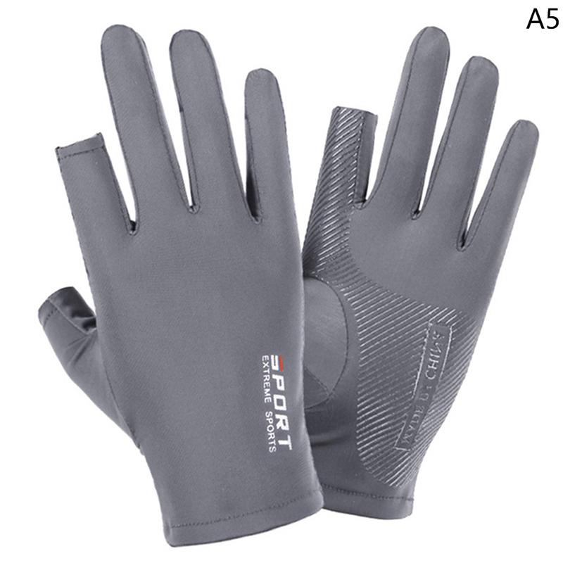 1 Pair Breathable Ice Silk Non-Slip Anti-Uv Outdoor Sports Rider Gloves
