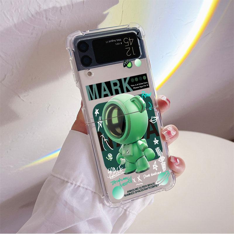 Механический астронавт космический чехол для Samsung Galaxy Z Flip 4 Z Flip 3 5G ZFlip4 ZFlip3 Flip4 Flip3 прозрачный силиконовый чехол TPU