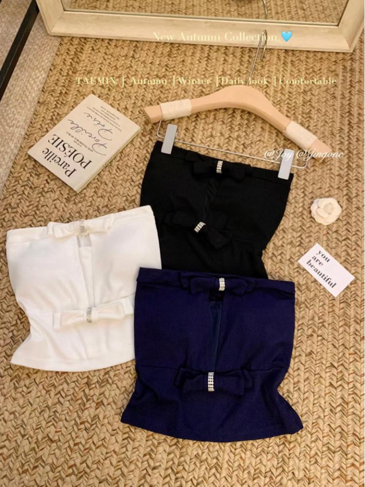 Women's Strapless Hollow Out Bowknot Camisole: Slim Fit, Sexy Bandage Crop Top for Spring/Summer