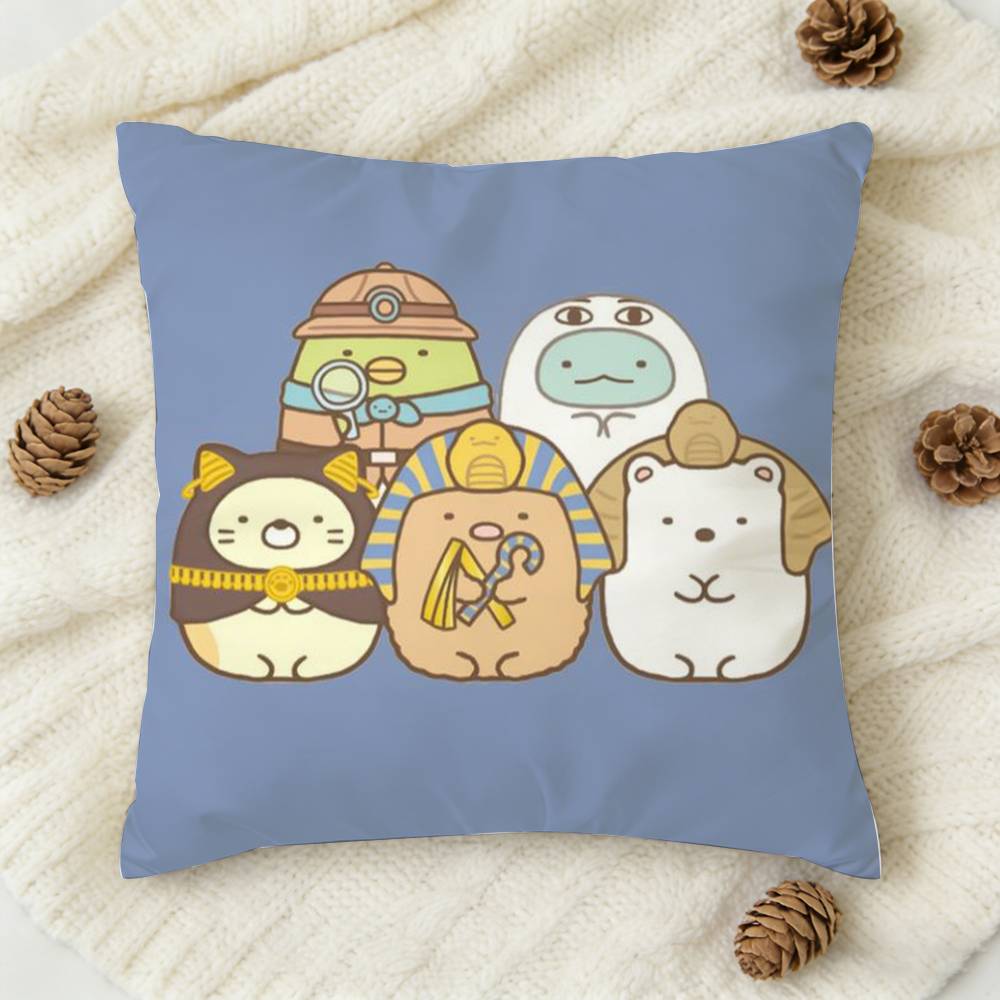 S-Sumikko Gurashi C-Colorfu Double-Sided Printed Square Decorative Cushion Cover For Sofa Living Room Home Decor