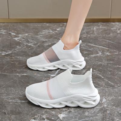 Модные женские слипоны, повседневная обувь для ходьбы, дышащая сетка, плоская подошва, обувь с мягкой подошвой, домашние сандалии с поддержкой, ботинки