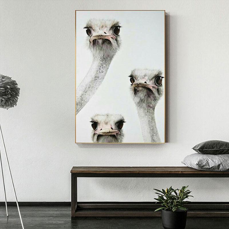 Рамка из цельного дерева НАДЕЖНОЕ ИСКУССТВО Холст Картины Животные Птицы Картины Стены Искусства Страусы Плакаты Для Украшения Гостиной Принты