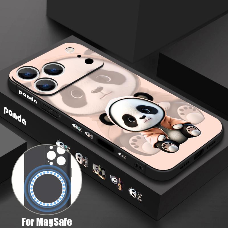 Оранжевый Пальто Узор Панда Чехол Для iPhone 17 Pro Max Магнитный Для Magsafe Силиконовый Чехол Для iPhone 16 Pro Max Funda iPhone 15 14 13 12 11 16E Air