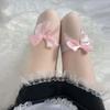 Slim Black Silk Sweet Cute Sexy Knee Socks High Thigh Socks Lolita Bow Jk Stockings Women