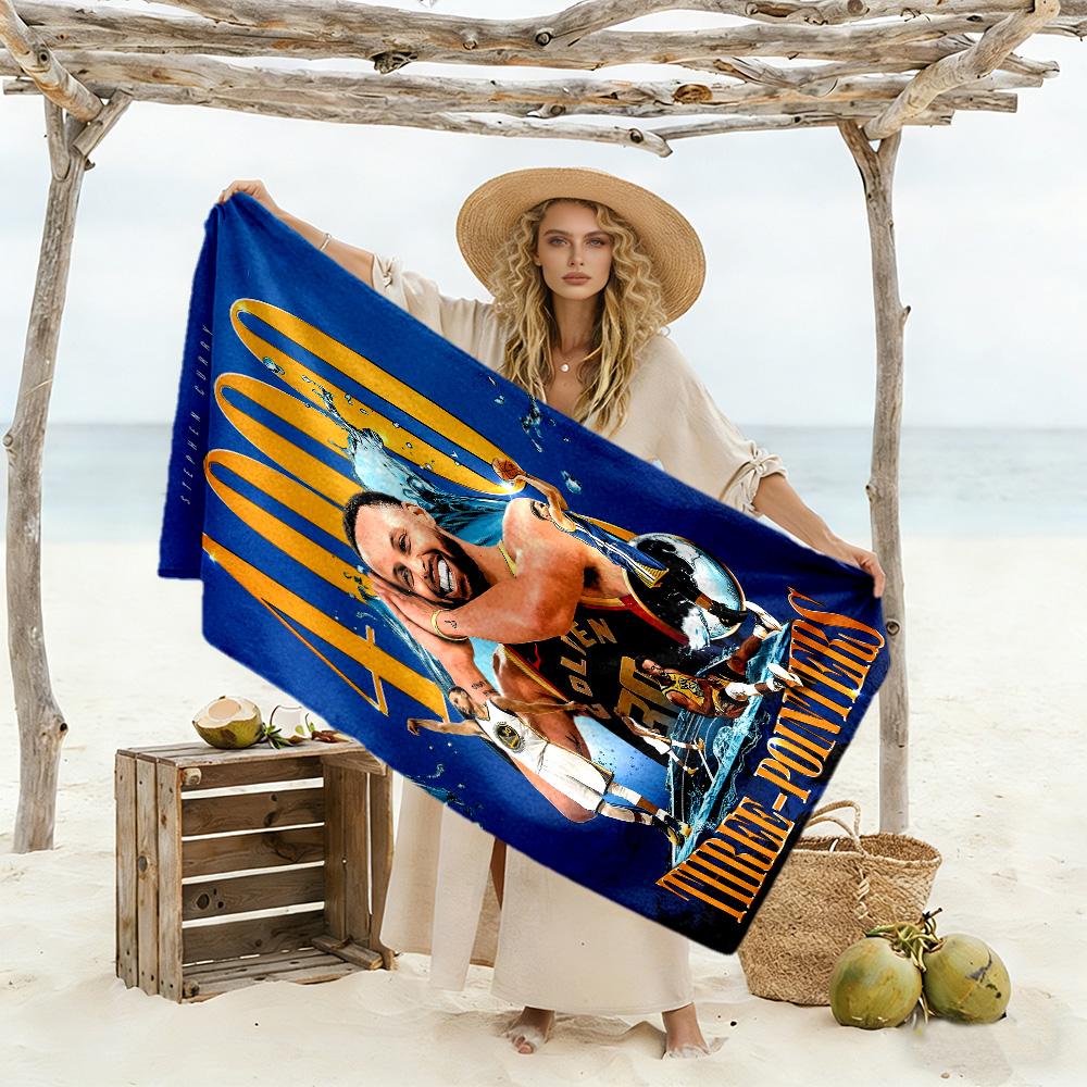 Steph Curry S Modern Artwork Beach Towel Quick-Dry Soft Microfiber Comfortable Lightweight Suitable for Swimming, Gym, Camping, Yoga Vacation