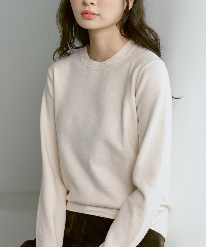 210EDIT Unisex Soft Knit Round Neck [Cream]_Zz4Sw070