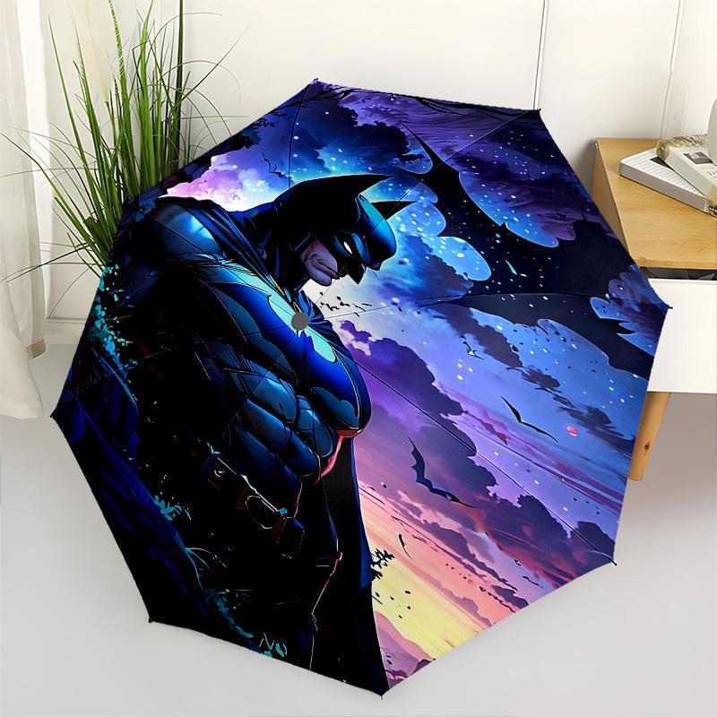 1pc Batman Night Automatic Folding Umbrella - Compact 8-Rib Design, Durable Plastic & Iron1150L