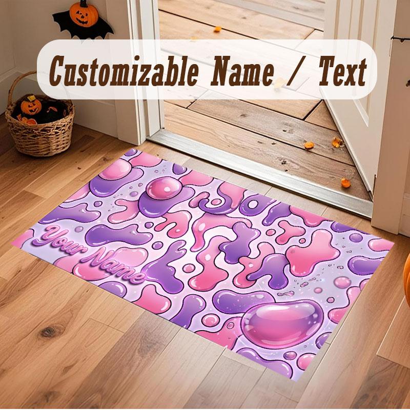 Abstract Geometric Theme Crystal Velvet Floor Rug Personalized Custom Name Text Warm Carpet Home Decoration