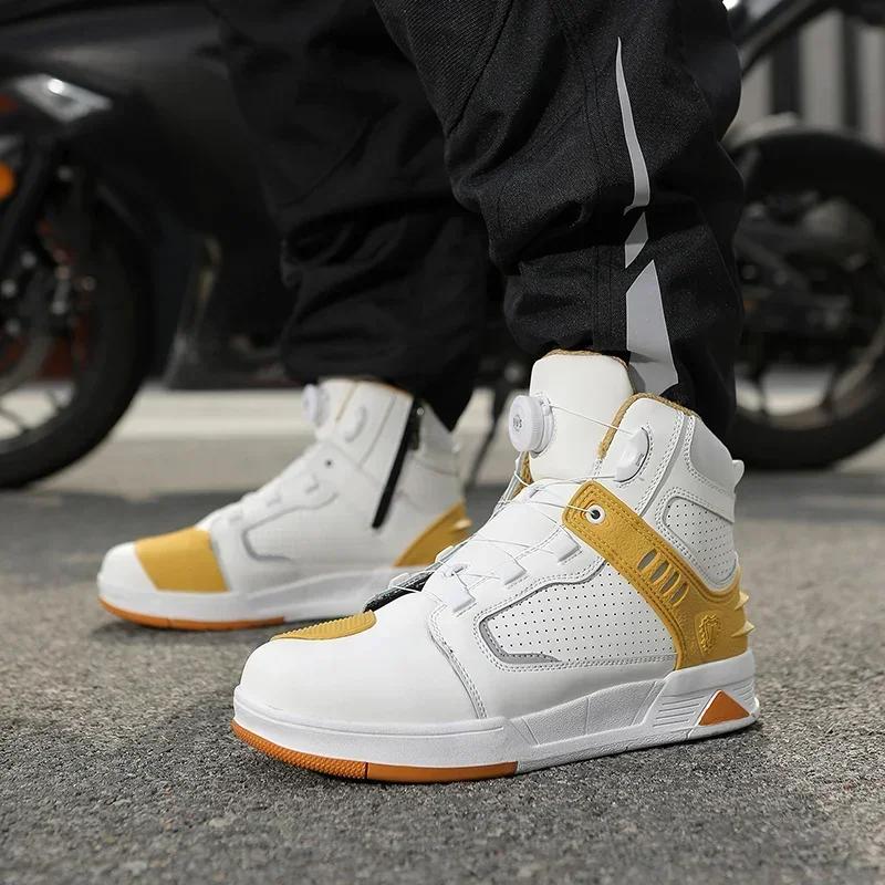 Riding Boots for Men Motorcycle New Leather Collision Avoidance Motos Shoes Anti Slip Wear-Resistant Motocross Protective Shoes