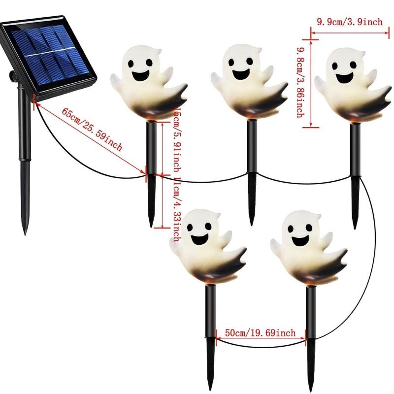 Xiaomi Halloween Outdoor Decorations 5PC/Set Solar White Ghost Garden Path LED Lights Outdoor Holiday Waterproof Lawn Holiday Lighting